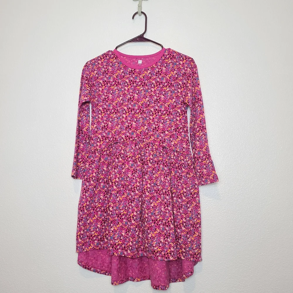 Tea Collection Kids Floral Hi-Low Cotton Pink Dress Size 12